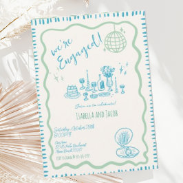 Hand getrokken eigenzinnige golvende verlovingsfee kaart