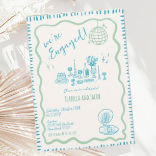 Hand getrokken eigenzinnige golvende verlovingsfee kaart