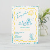 Hand getrokken eigenzinnige golvende verlovingsfee kaart (Staand voorkant)