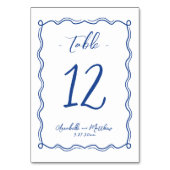 Hand getrokken eigenzinnige grillige blauwe bruilo kaart (Achterkant)