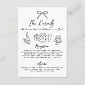 Hand getrokken eigenzinnige grillige bruiloft deta informatiekaartje (Voorkant)