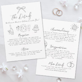 Hand getrokken eigenzinnige grillige bruiloft deta informatiekaartje