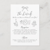 Hand getrokken eigenzinnige grillige bruiloft deta informatiekaartje (Voorkant)