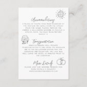 Hand getrokken eigenzinnige grillige bruiloft deta informatiekaartje (Achterkant)