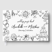 Hand getrokken eigenzinnige grillige bruiloft gastenboek (Voorkant)