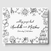 Hand getrokken eigenzinnige grillige bruiloft gastenboek (Voorkant)