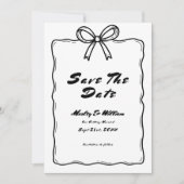 Hand getrokken eigenzinnige grillige funky bruilof save the date (Voorkant)