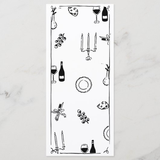 Hand getrokken eigenzinnige handgeschreven bruilof menu (Achterkant)