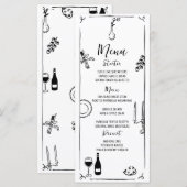 Hand getrokken eigenzinnige handgeschreven bruilof menu (Voorkant / Achterkant)