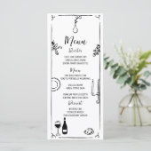 Hand getrokken eigenzinnige handgeschreven bruilof menu (Staand voorkant)