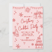 Hand getrokken eigenzinnige kerst cocktail party kaart (Voorkant)
