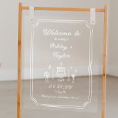 Hand getrokken eigenzinnige leuke bruiloft acryl w acryl bord