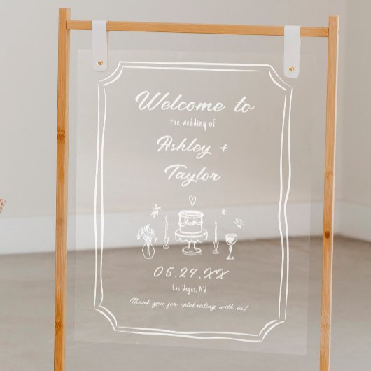 Hand getrokken eigenzinnige leuke bruiloft acryl w acryl bord