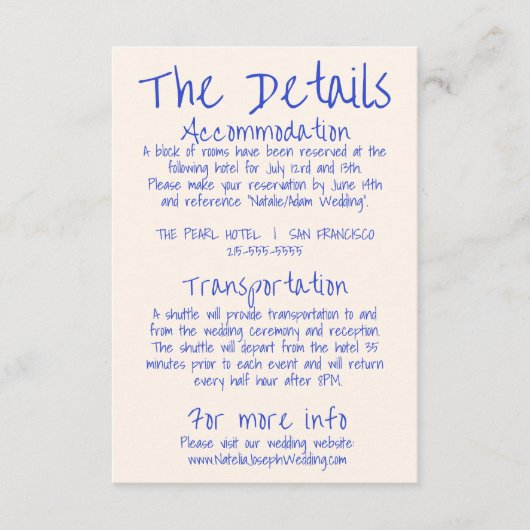 Hand getrokken eigenzinnige moderne funky bruiloft informatiekaartje (Voorkant)