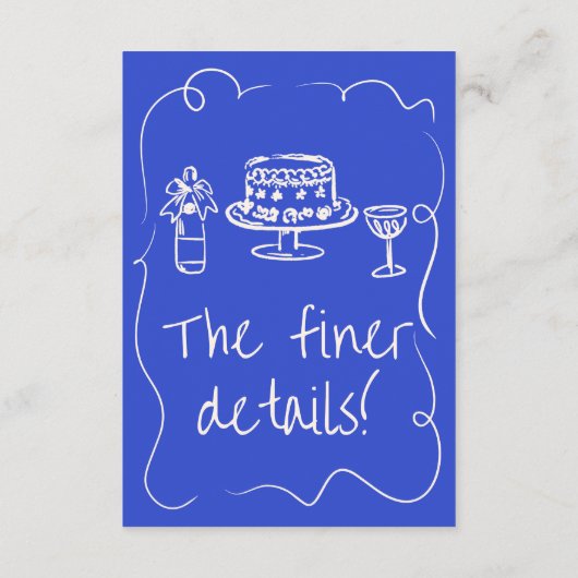 Hand getrokken eigenzinnige moderne funky bruiloft informatiekaartje (Achterkant)