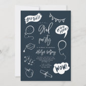 Hand getrokken eigenzinnige Navy Graduation Party Kaart (Voorkant)