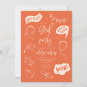 Hand getrokken eigenzinnige Oranje afstudeerfeest Kaart (Voorkant)