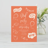 Hand getrokken eigenzinnige Oranje afstudeerfeest Kaart (Staand voorkant)