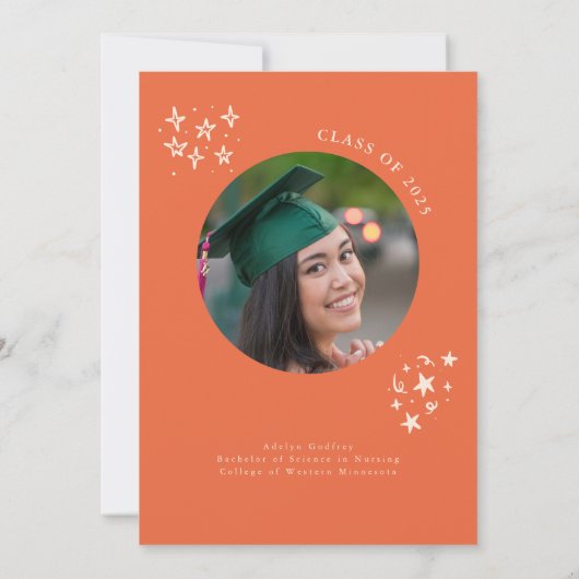 Hand getrokken eigenzinnige Oranje afstudeerfeest Kaart (Achterkant)