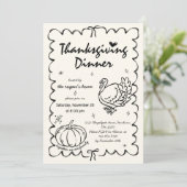 Hand getrokken eigenzinnige pompoen Turkije Thanks Kaart (Staand voorkant)