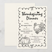 Hand getrokken eigenzinnige pompoen Turkije Thanks Kaart (Voorkant / Achterkant)