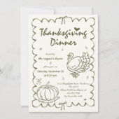 Hand getrokken eigenzinnige pompoen Turkije Thanks Kaart (Voorkant)