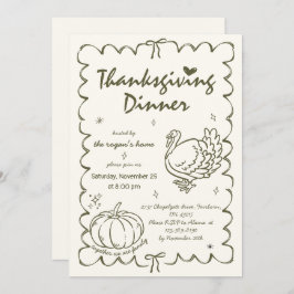 Hand getrokken eigenzinnige pompoen Turkije Thanks Kaart