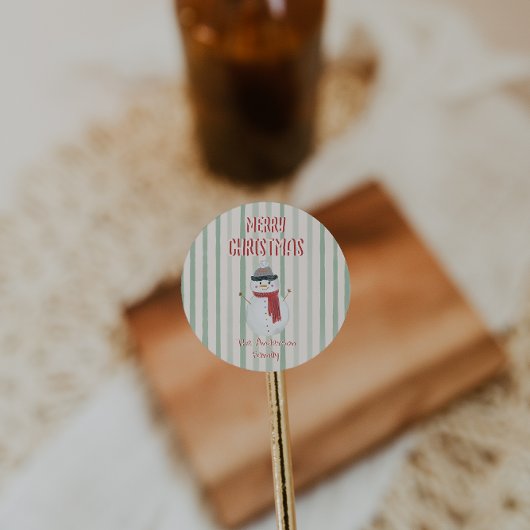  Hand Getrokken Eigenzinnige Sneeuwman Vrolijk Ker Ronde Sticker