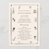 Hand getrokken eigenzinnige zwart-wit oude geld br programmakaart (Voorkant)