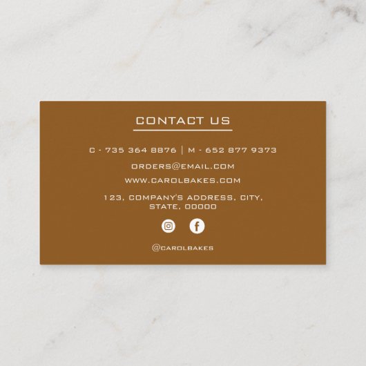 Hand getrokken Elegant Bakery Visitekaartje (Achterkant)