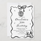 Hand getrokken Elegante discobal 30e verjaardag Kaart (Voorkant)