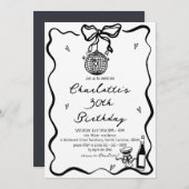 Hand getrokken Elegante discobal 30e verjaardag Kaart (Voorkant / Achterkant)