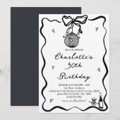 Hand getrokken Elegante discobal 30e verjaardag Kaart (Voorkant / Achterkant)