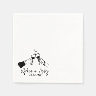 Hand getrokken Elegante Moderne Cocktail Bruiloft Servet