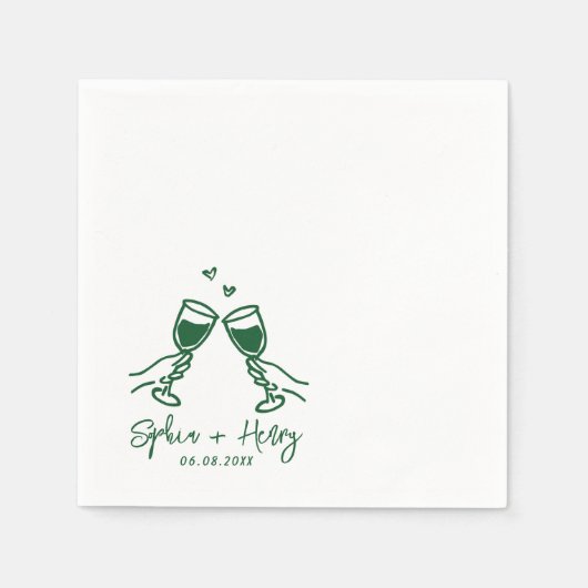 Hand getrokken Elegante Moderne Cocktail Bruiloft Servet (Voorkant)