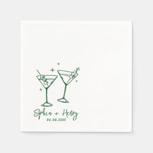 Hand getrokken Elegante Moderne Cocktail Bruiloft Servet