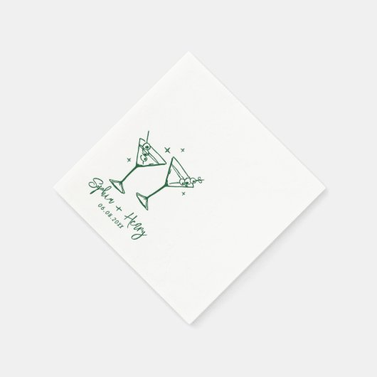 Hand getrokken Elegante Moderne Cocktail Bruiloft Servet (Hoek)
