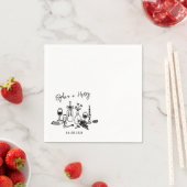 Hand getrokken Elegante Moderne Cocktail Trouwserv Servet (Insitu)