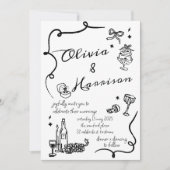 Hand getrokken Elegante Retro Zwart Bruiloft Uitno Kaart (Voorkant)