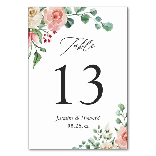 Hand getrokken Elegante Waterverf Roos Bloemenbrui Kaart (Achterkant)