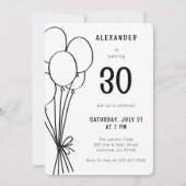 Hand getrokken elke leeftijd Verjaardag ballon Min Kaart (Voorkant)