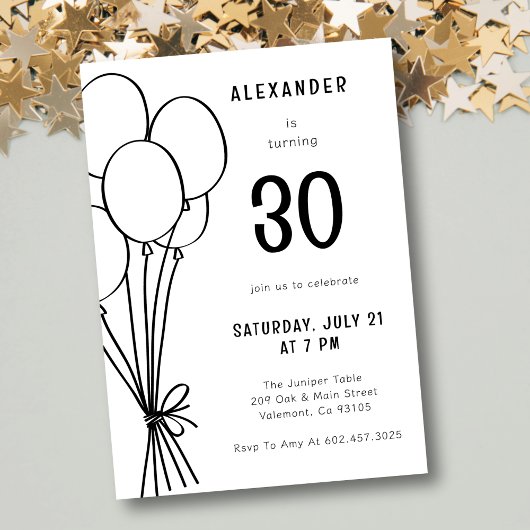 Hand getrokken elke leeftijd Verjaardag ballon Min Kaart