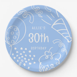 Hand getrokken elke leeftijd Verjaardagsballon Sch Papieren Bordje