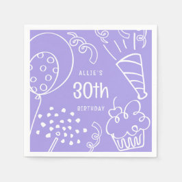 Hand getrokken elke leeftijd verjaardagsfeest ball servet