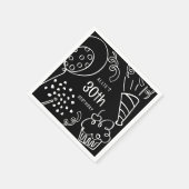 Hand getrokken elke leeftijd verjaardagsfeestje zw servet (Hoek)