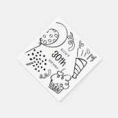 Hand getrokken elke leeftijd verjaardagsfeestje zw servet (Hoek)