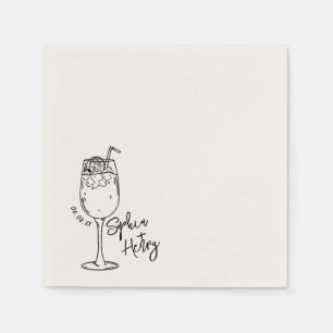 Hand getrokken Espresso Martini, Bar Cocktail brui Servet