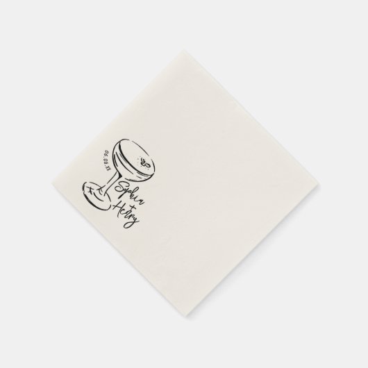 Hand getrokken Espresso Martini, Bar Cocktail brui Servet (Hoek)