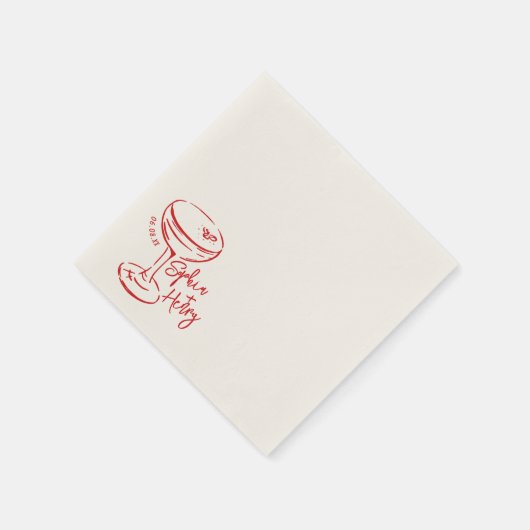 Hand getrokken Espresso Martini, Bar Cocktail brui Servet (Hoek)