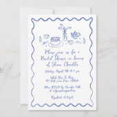 Hand getrokken eten en Drinken Doodles Bridal Brun Kaart (Voorkant)